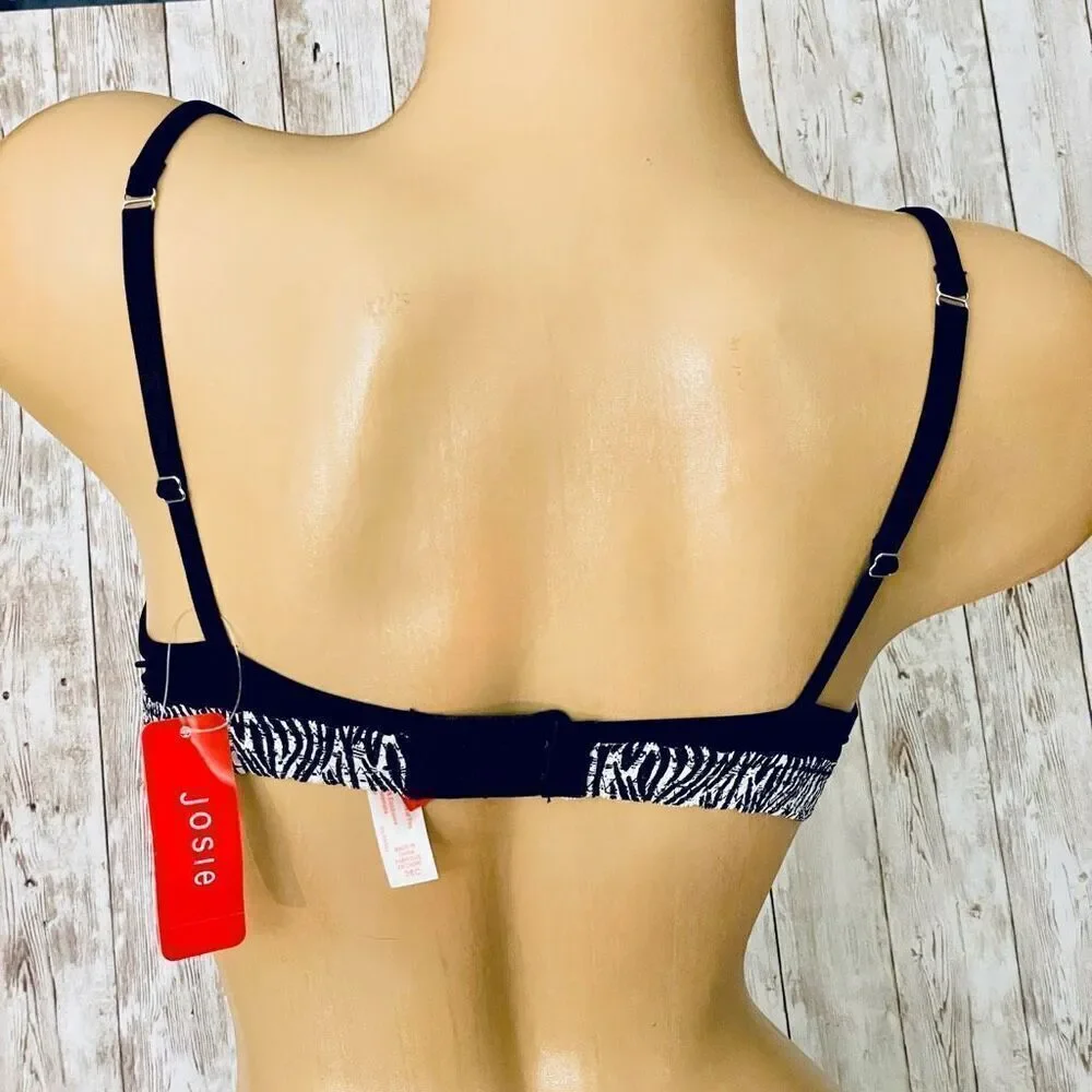 NWT Vintage Rare!! Josie Natori Black 36C Underwire Zebra Trim Gorgeous Bra